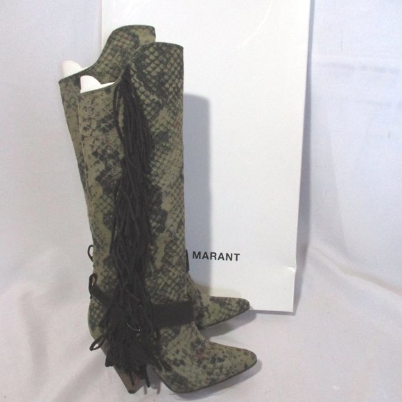 NEW  ISABEL MARANT PYTHON SAILOR KAKI Boots - Picture 8 of 10